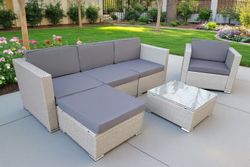 "Даллас" лаунж-зона из искусственного ротанга на 5 персон, цвет серый