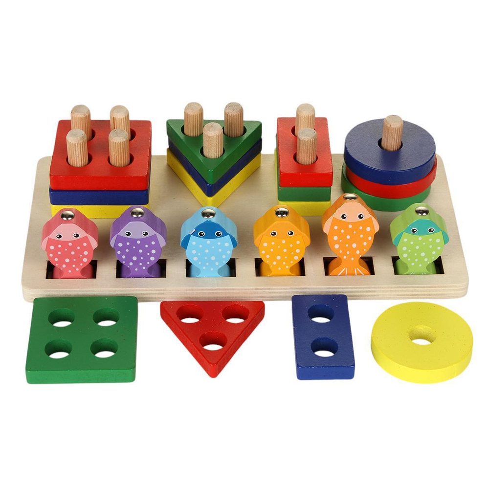 Развивающая игрушка 2 в 1 деревянная (рыбалка + сортер), коробка C-41647