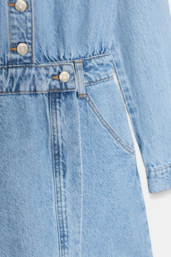 ZARA КОРОТКОЕ ДЖИНСОВОЕ ПЛАТЬЕ Z1975, ВЫЦВЕТШИЙ СИНИЙ