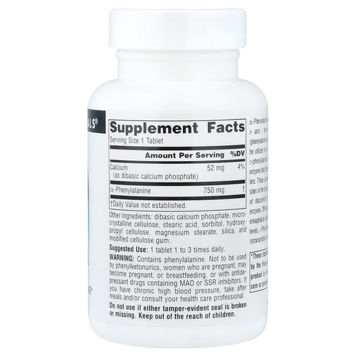 Source Naturals, DLPA (DL-фенилаланин), 750 мг, 60 таблеток