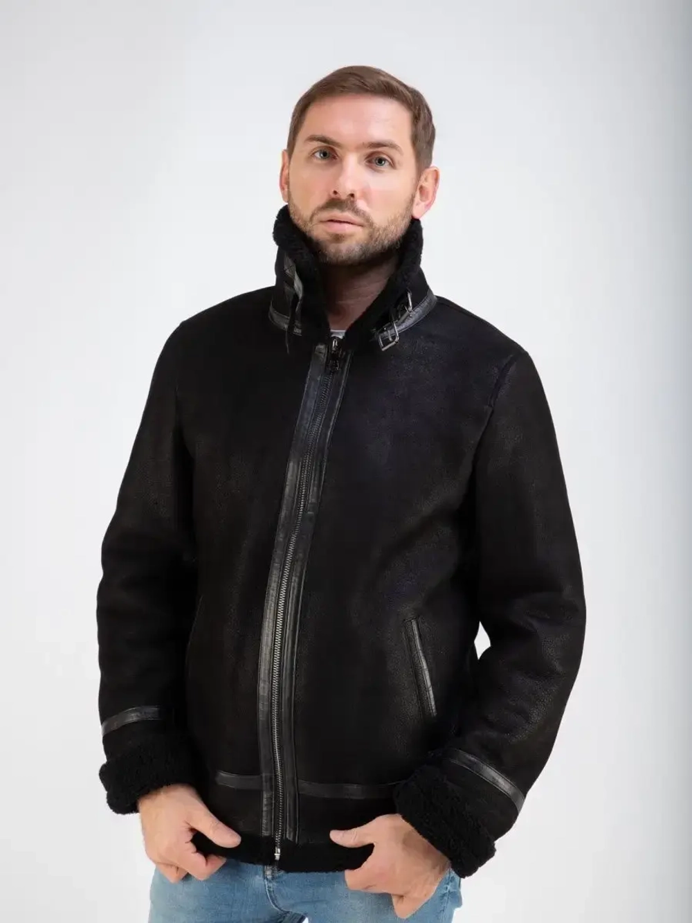 Дубленка мужская натуральная авиатор зимняя Турция