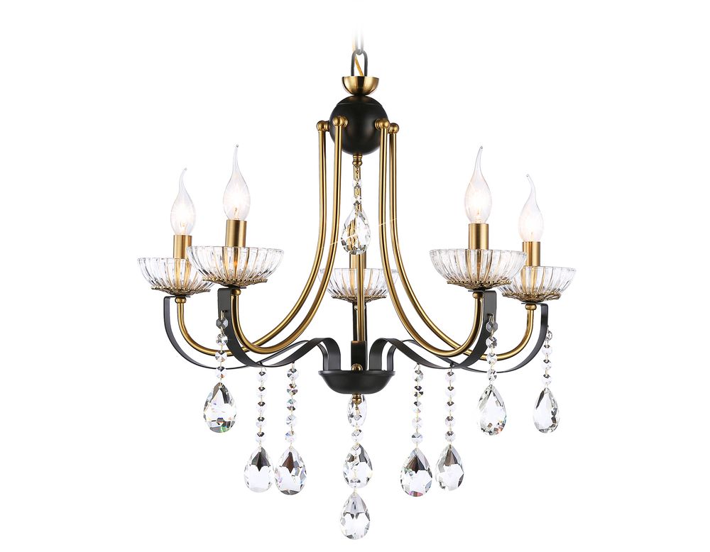 Подвесная люстра с хрусталем TR4952/5 BK/GD/CL черный/золото/прозрачный E14*5 max 40W D620*670