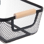 Корзина для хранения металлическая с деревянными ручками «ФАРГО», цвет чёрный, 17*10*25см (лейбл Селфи)