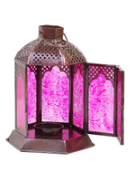 Подсвечник Фонарь металл стекло цвет розовый 11x11x18 см