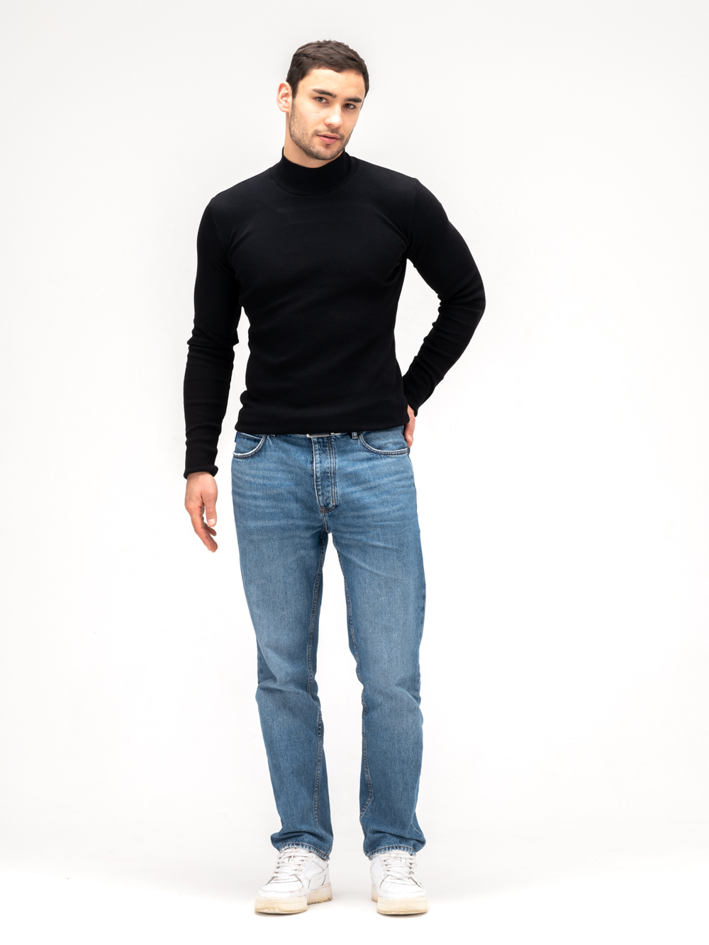 Водолазка мужская хлопковая. Черная