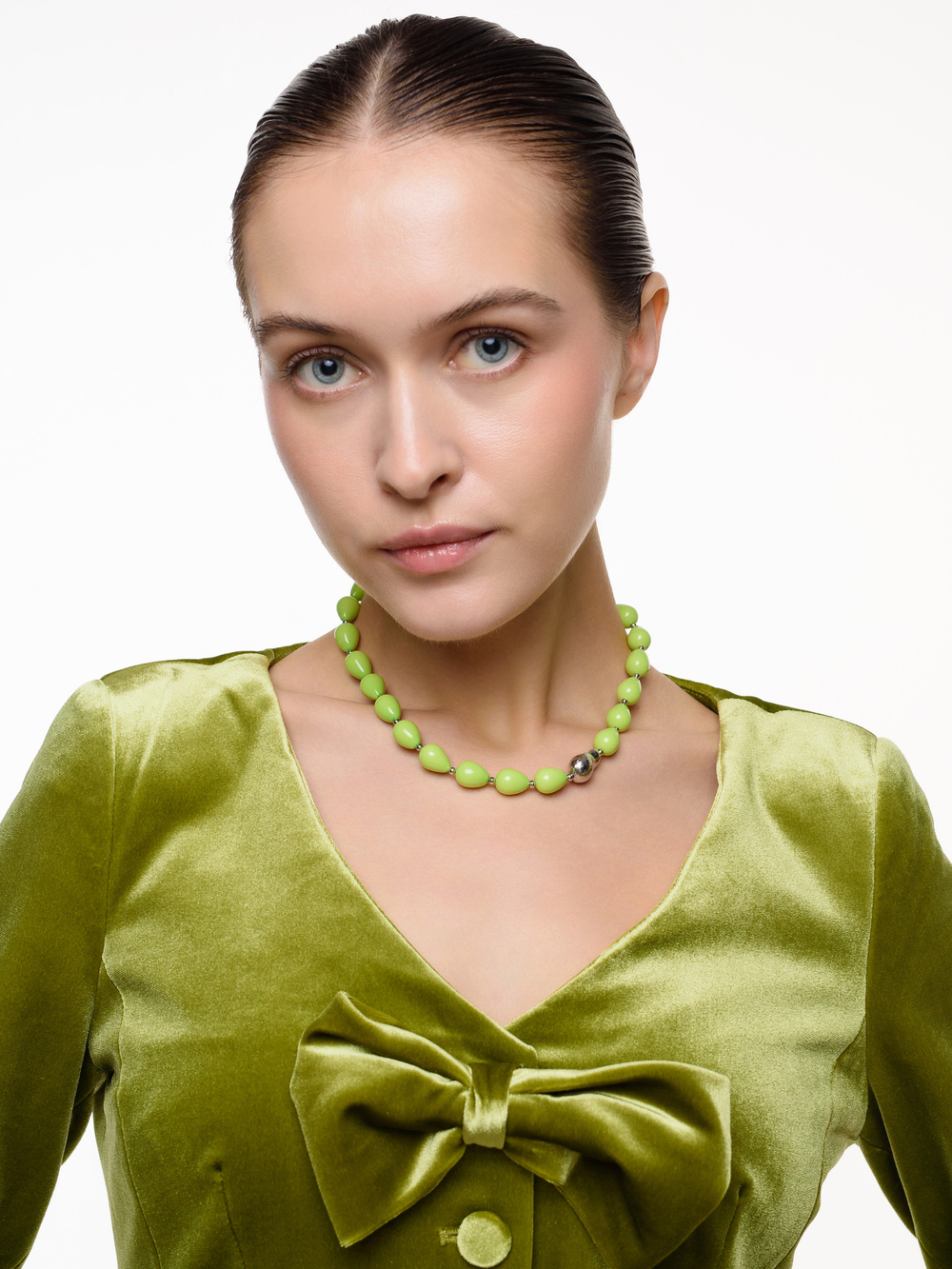 Колье "Green pears" Silver