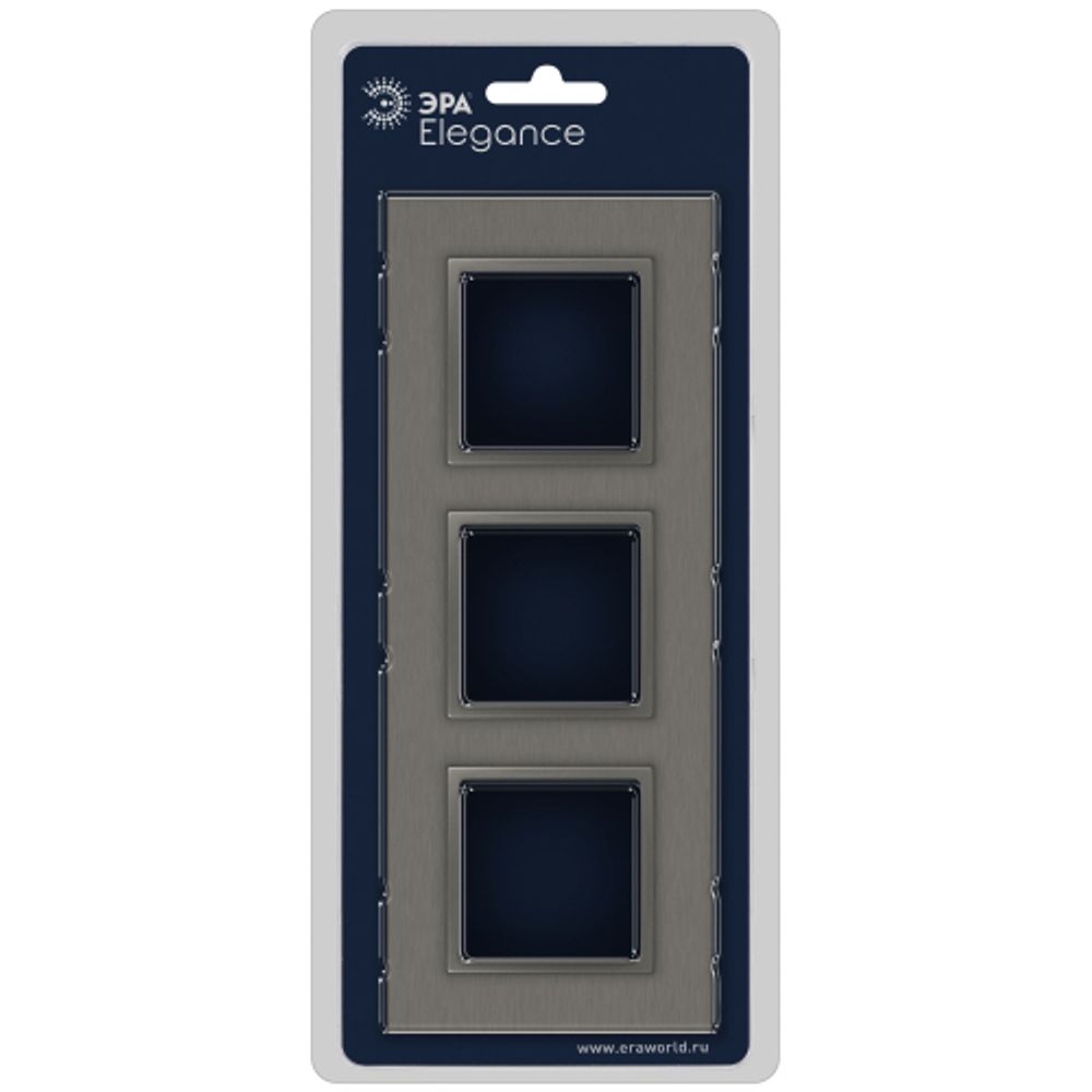 Рамка для розеток и выключателей ЭРА Elegance 14-5203-16 на 3 поста, металл, титан