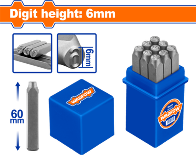 Набор штампов ударных "Цифры" 6 мм 9 шт (30/60) WADFOW WCC9596