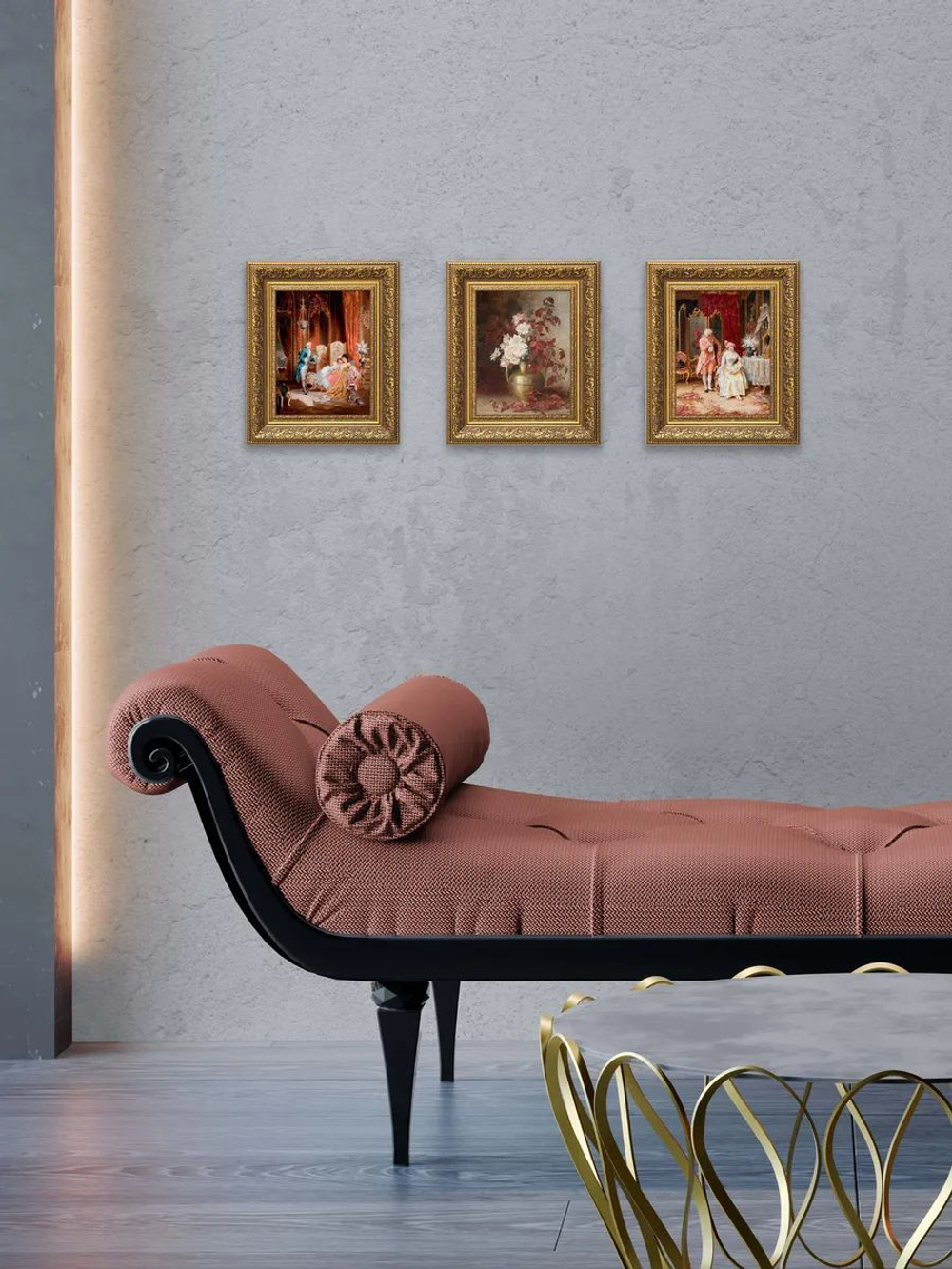 Картина на стену для интерьера на холсте "Золотой век" в классической раме 41*51 см