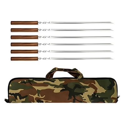 Набор шампуров "Эко" в футляре с ручкой, 6шт 620 (400)*12*1,5мм нерж угловые