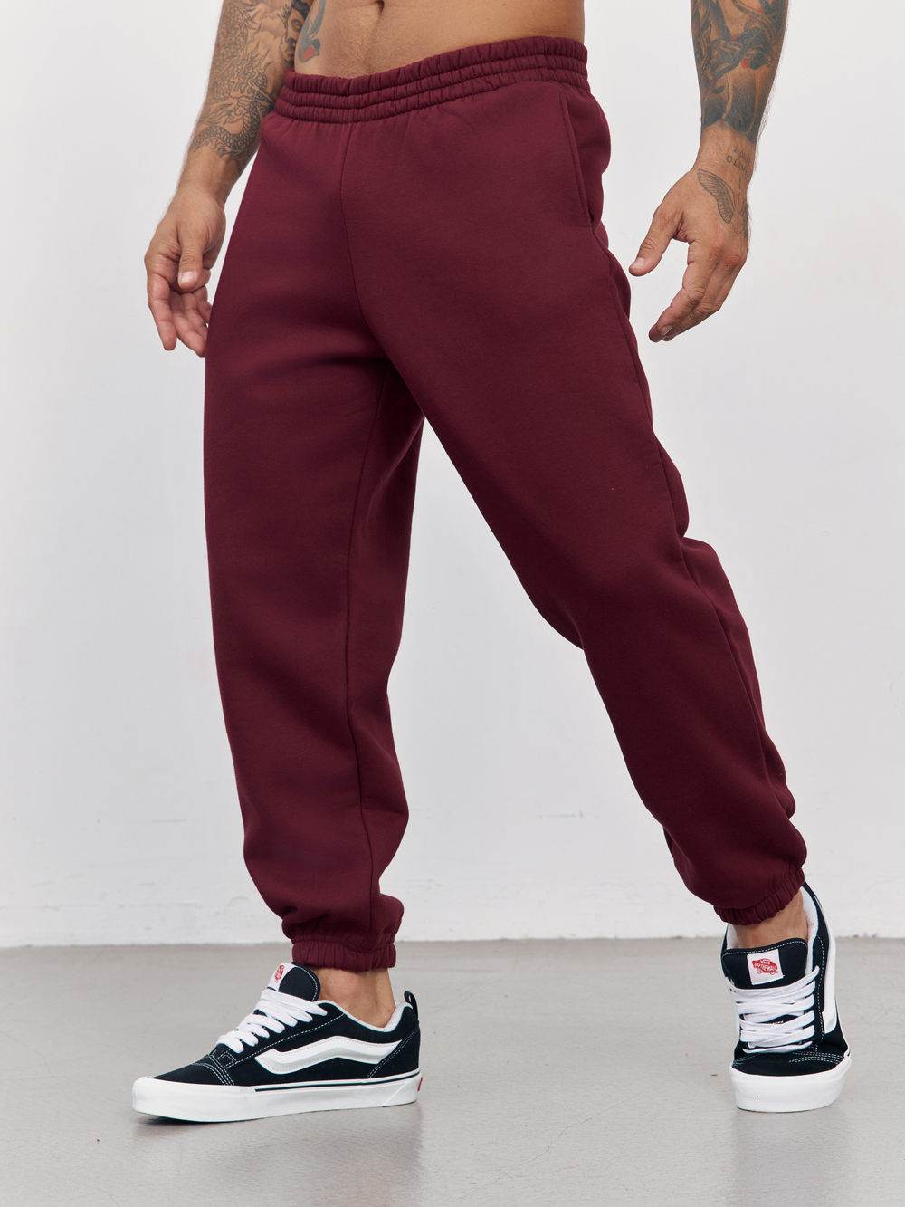 Брюки мужские с начесом "jogger fleece" (вишневый)