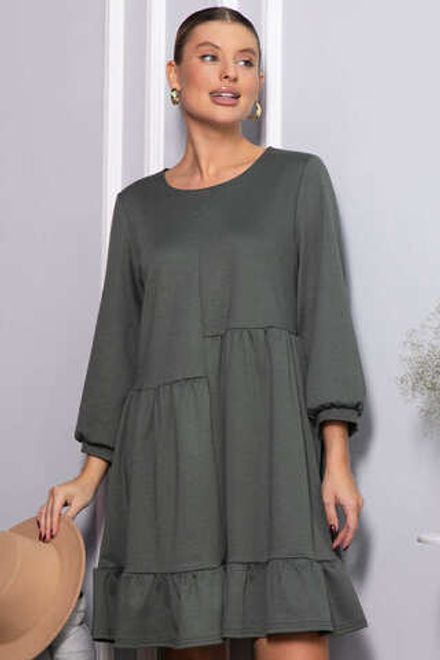 Платье бохо трикотажное Млада (темно-оливковое) П14412-8М LT Collection