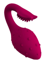 Малиновый вибратор-клубничка с хвостиком - 9,6 см. (Цвет: малиновый)