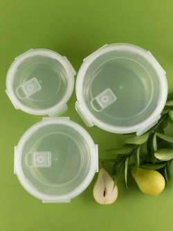 Контейнеры для еды стеклянные, 3 шт, круглые 880/600/325 мл