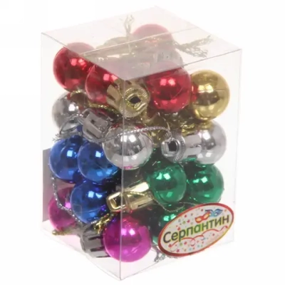 Новогодние шары 2 см (набор 24 шт) «Глянец», микс