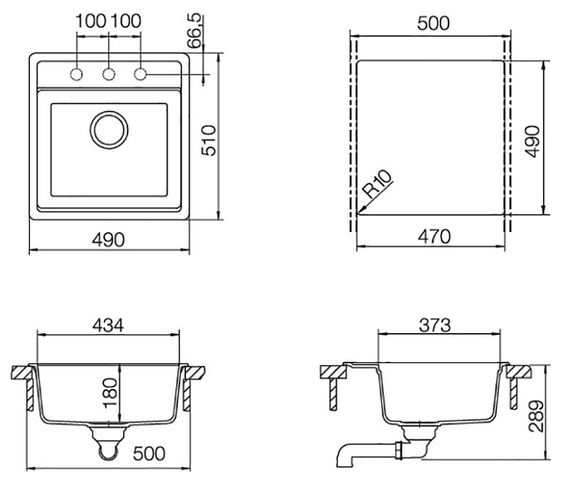 Мойка SCHOCK Nemo 50 (N-100S) Cristalite 490x510 альпина