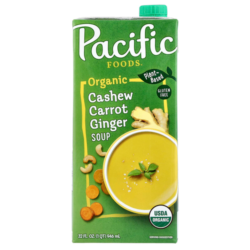 Pacific Foods, органический суп с кешью, морковью и имбирем, 946 мл (32 жидк. унции)