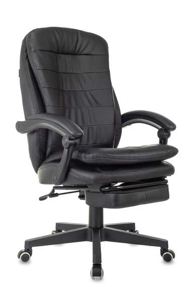 Кресло руководителя Бюрократ T-9950MSG-F черный эко.кожа крестов. пластик подст.для ног