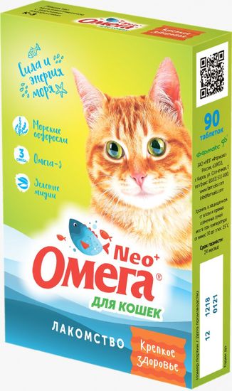 Омега Neo для кошек с морскими водорослями Крепкое Здоровье 90 таб