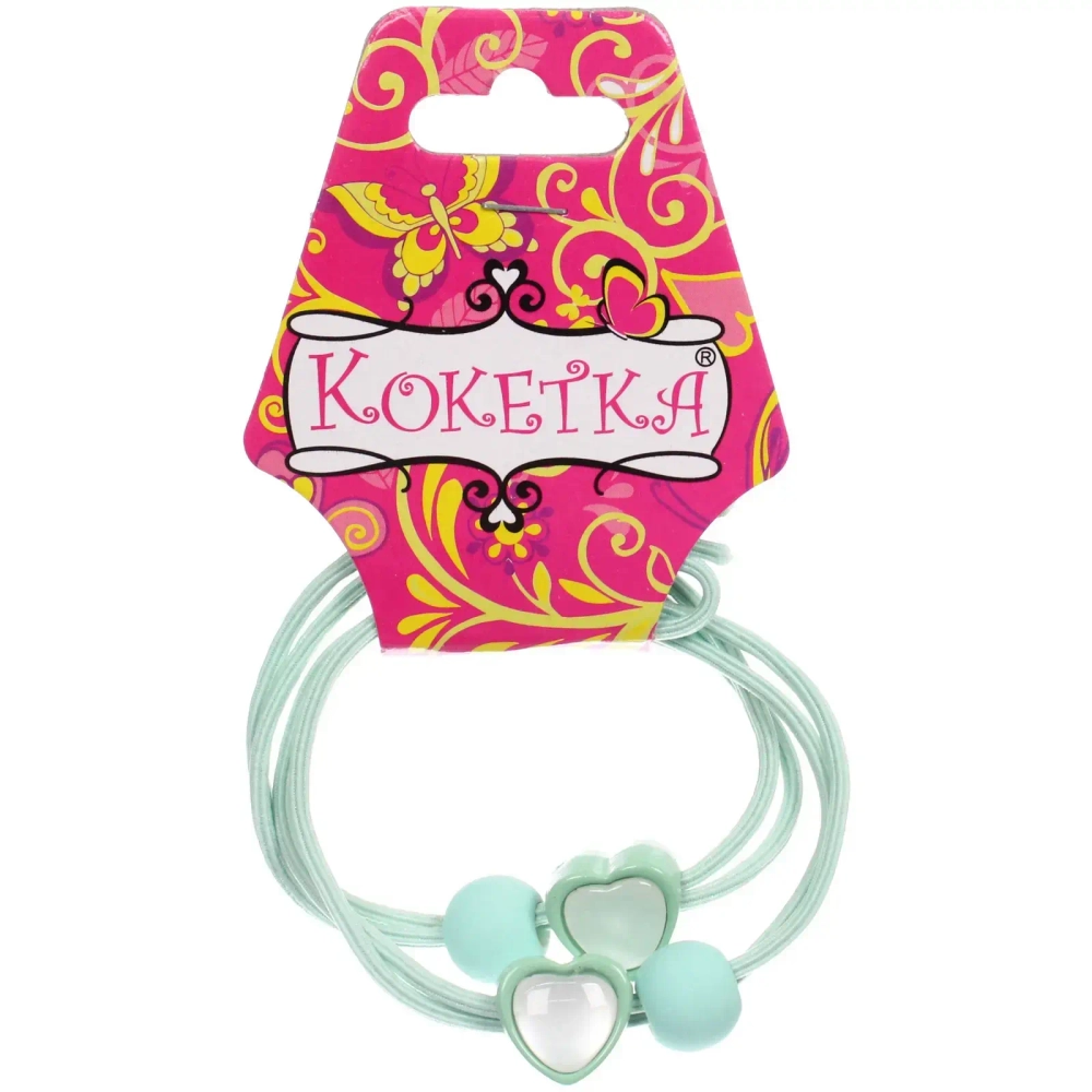 Резинки для волос детские 2шт «МЯТНЫЙ БУМ», сердечки и шарик, микс 5 цветов, d-5.5см (Кокетка)