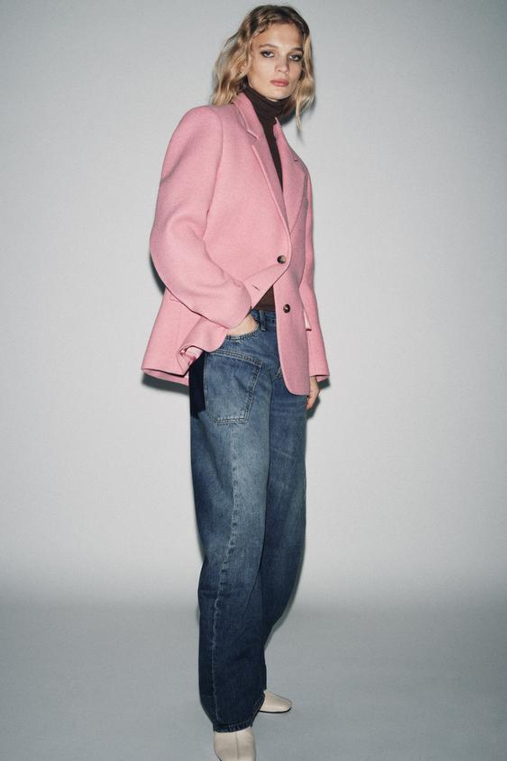 ZARA ДЖИНСЫ RELAXED С НИЗКОЙ ПОСАДКОЙ — ZW COLLECTION, СИНИЙ