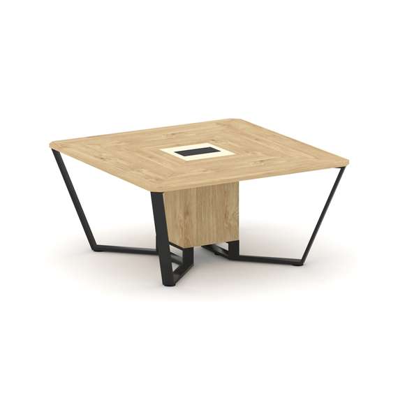 Steel Meet Стол переговорный квадратный KMK-PR.B.SP-08 Тиквуд Светлый/Ваниль Глянец/Металл Черный 16