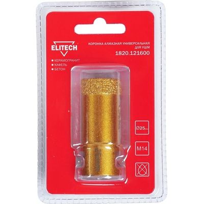 Коронка алмазная ELITECH 25мм*М14
