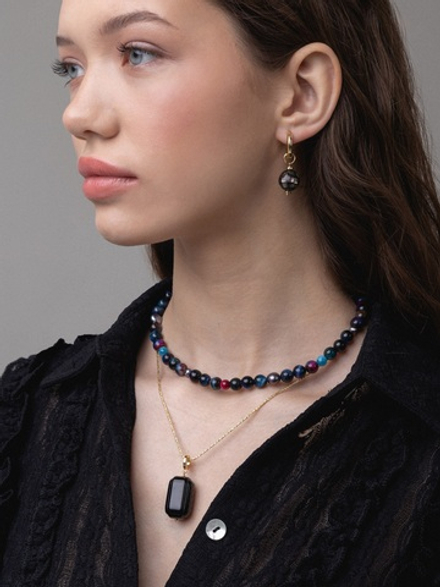 Серьги Диско Блек из перламутра