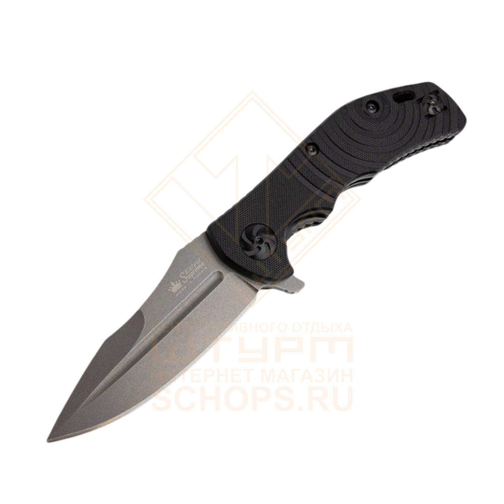 Нож складной Kizlyar Supreme Bloke-Z D2 G10, Black/Tacwash