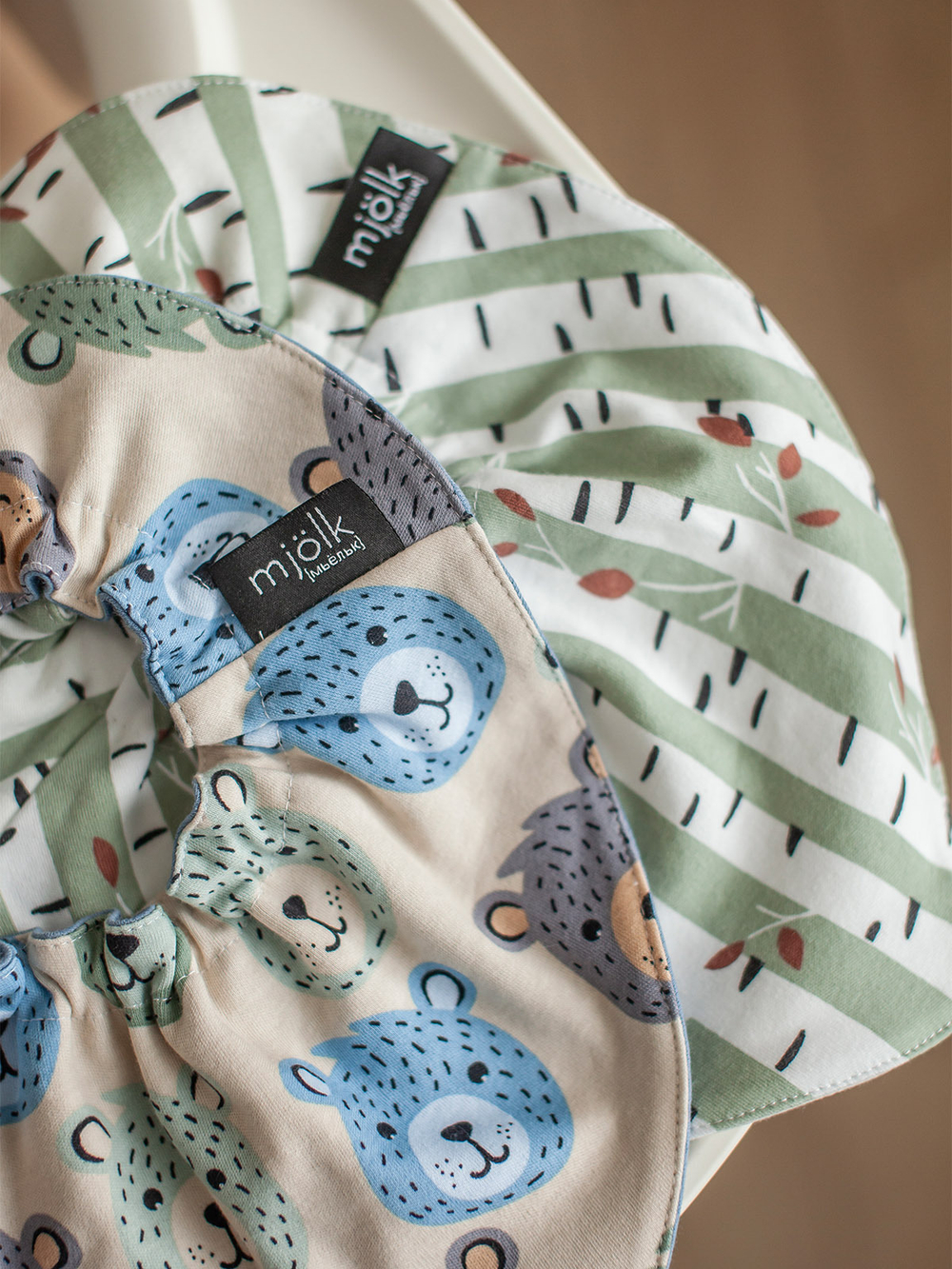 Сет из 2х нагрудников Mjölk Mini Birch Trees/Grizzly Bears