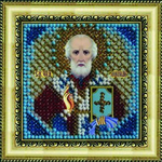 Тема: Религия, иконы, святые¶Техника: Вышивание бисером¶Размер: 6,5х6,5см (в рамке 9х9 см)¶Основа: Т