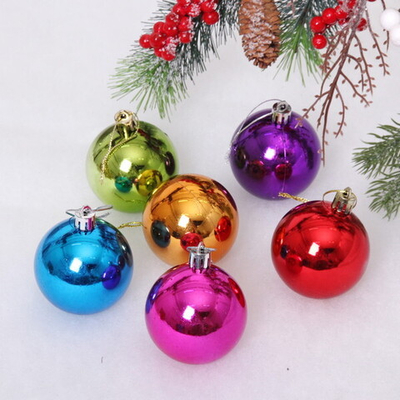 Новогодние шары 6 см (набор 6 шт) «Глянец», яркий микс (пакет)
