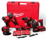 Набор аккумуляторного электроинструмента инструмента Milwaukee 4в1 с 4 АКБ Шуруповерт+Болгарка+Перфоратор+Гайковерт 18V