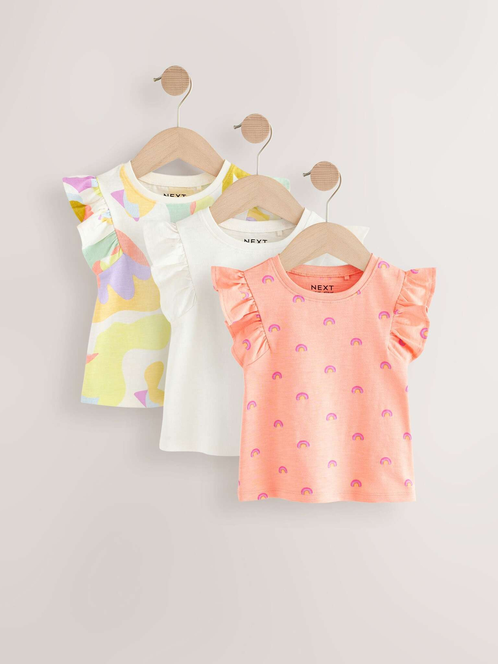 Футболка для девочки Next E65-364, 3 шт., Белый, Персиковый