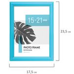 Рамка 15х21 см небьющаяся, багет 17,5 мм, пластик, BRAUBERG "Colorful", голубая, 391237