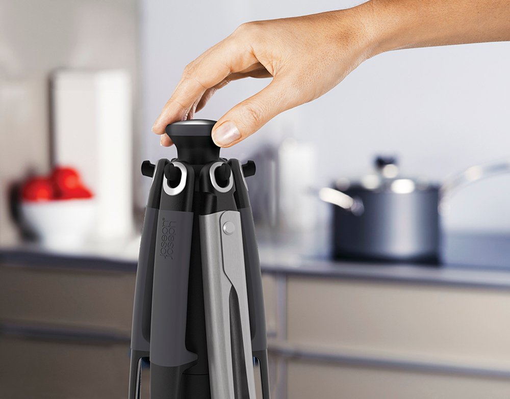 Набор из 6 кухонных инструментов Elevate с щипцами на подставке серый Joseph Joseph