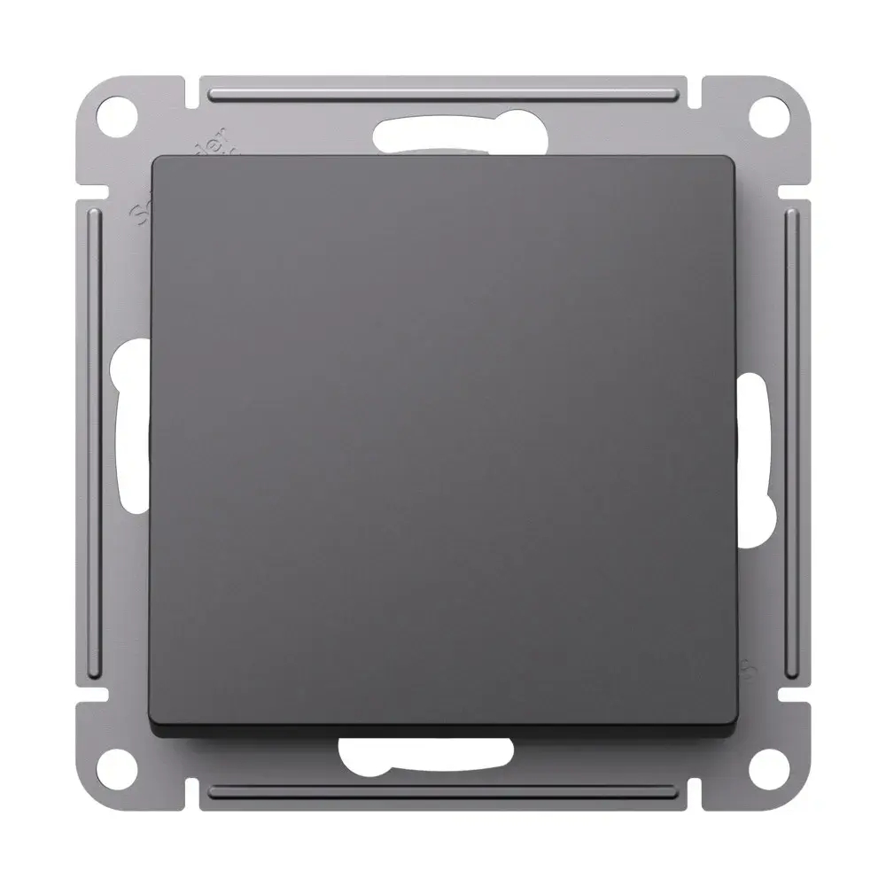 ATLASDESIGN 1-клавишный ВЫКЛЮЧАТЕЛЬ КНОПОЧНЫЙ, сх.1, 10А, механизм, БАЗАЛЬТ