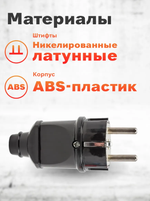 SmartBuy Вилка прямая с заземлением черная 16А 250В