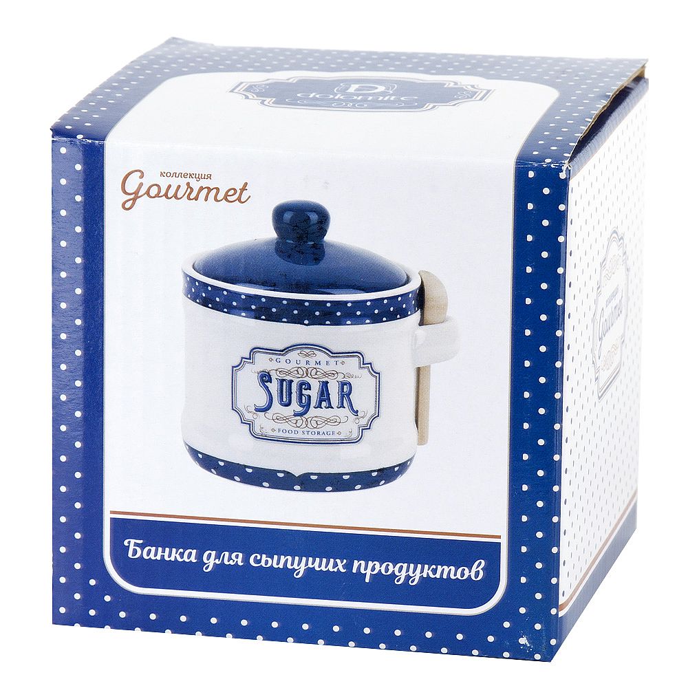 Банка для сыпучих продуктов + ложка " " 11,5х9,5х11,5см v=450мл (подарочная упаковка)