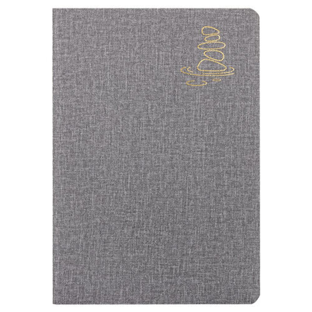 Тетрадь 48 л. в клетку обложка кожзам под рогожку, сшивка, A5 (147х210мм), СЕРЫЙ, BRAUBERG HARMONY, 403833