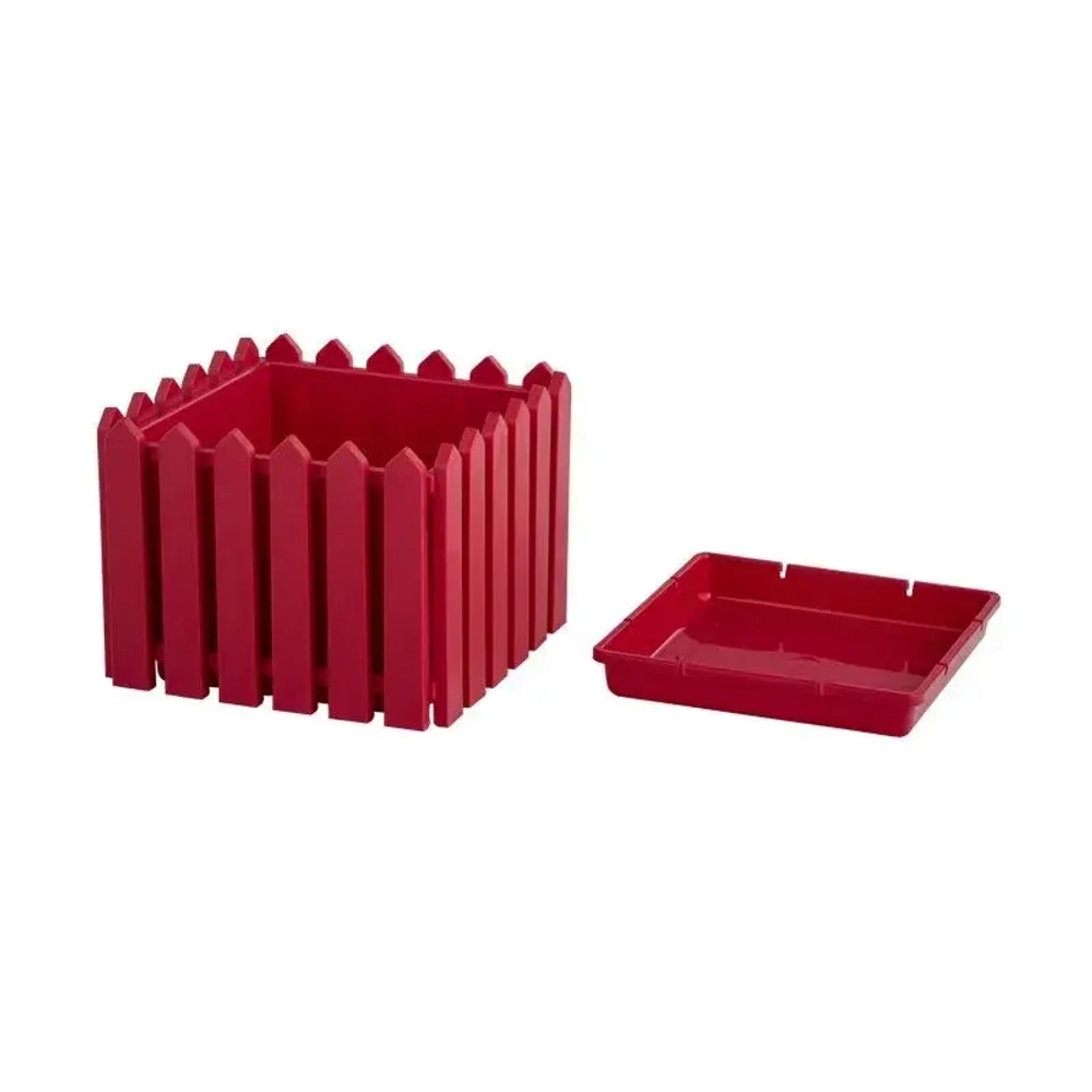 Кашпо Лардо квадратное среднее ярко-красный 284х218мм