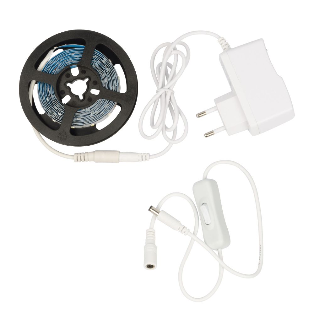 ULS-Q721 2835-60LED/m-IP20-2.5M-DW RRP24C00 Комплект светодиодной ленты 2.5м. IP20. Холодный белый свет. Адаптер 24Вт. TM Volpe.
