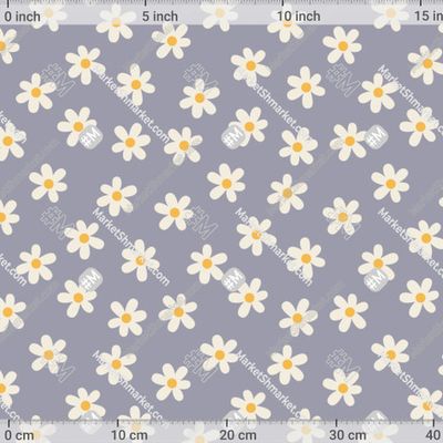 Ромашки. Ретро принт с полевыми цветами by Katerina Daniel 411 DPI