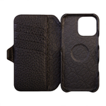 Кожаный чехол-книжка MagSafe Vaja Wallet Floater V-Mag для iPhone 16 Pro Чехол ручной работы из натуральной патагонской кожи «флотер» с магнитной застёжкой. Вмещает до четырёх карт. Есть RFID-защита