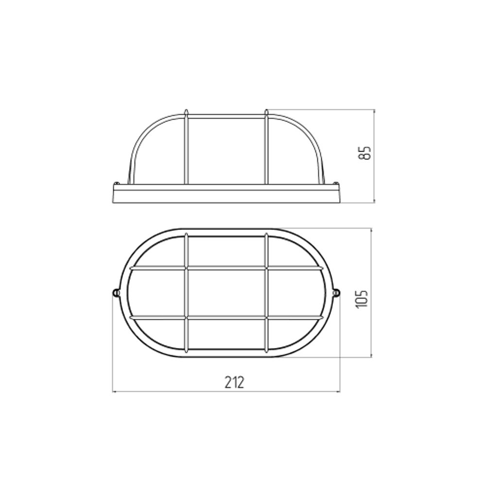 Светильник ЭРА НБП 04-60-002 Акватермо алюминий/стекло решетка IP54 E27 max 60Вт 212х105 овал белый | Светильники ЖКХ IP54