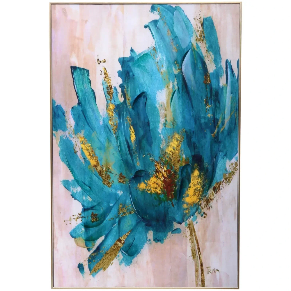 Картина интерьерная в раме «САНТИМО», синий цветок, 40*60см (термоусадочная пленка)