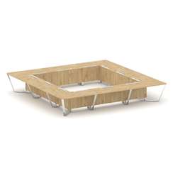 Steel Meet Стол переговорный квадратный MDK-PR.B.SP-24K Тиквуд Светлый/Нержавеющая Сталь/Хром 4800*4