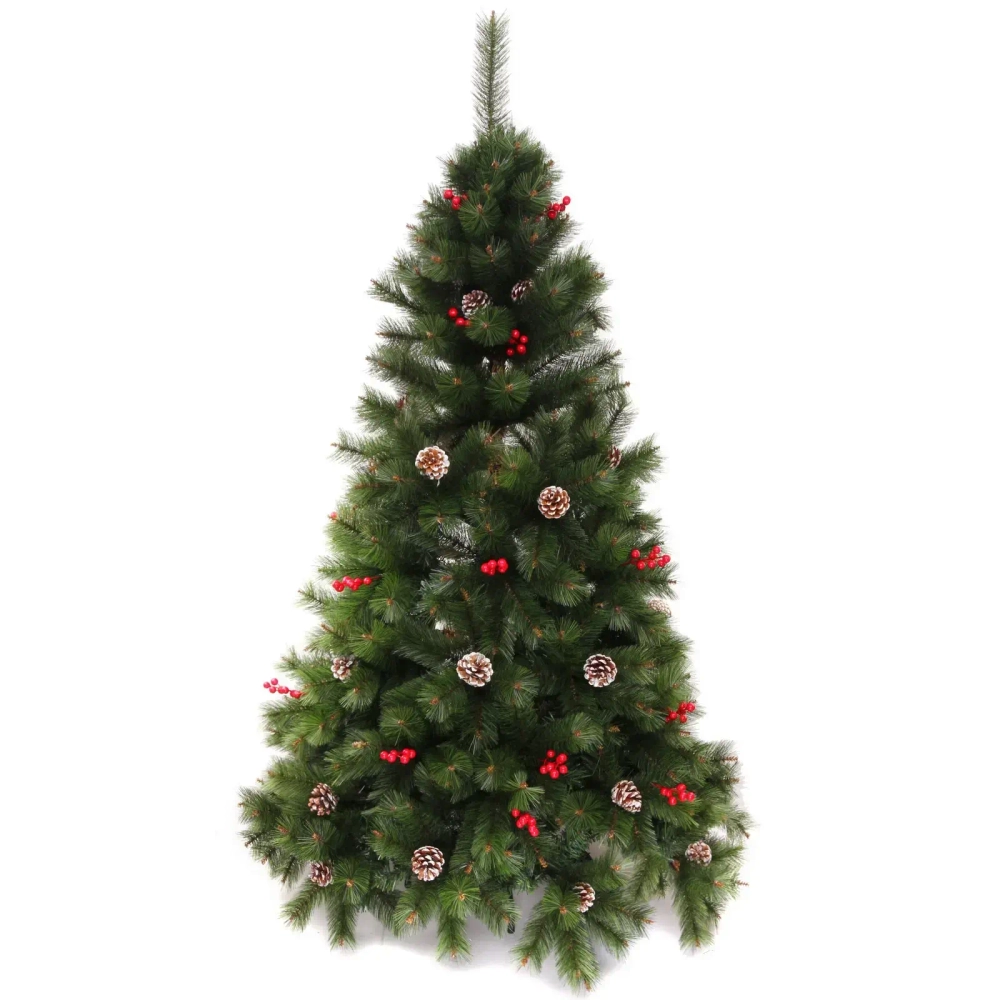 Елка «Венская» 150 см, ПВХ+Леска, ягоды и шишки (458 веток)