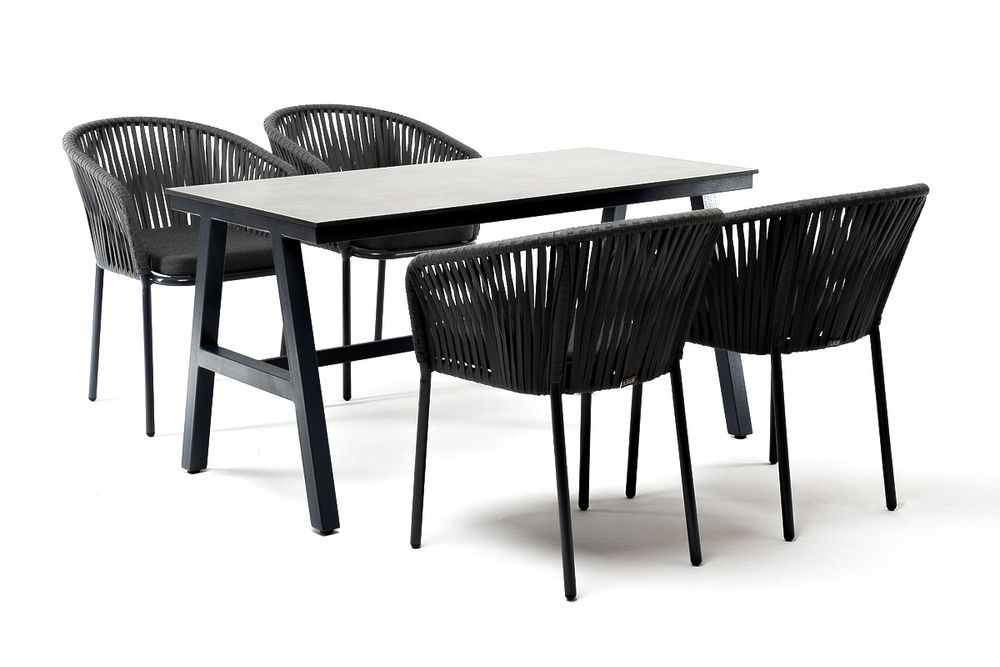 "Рио" обеденная группа на 4 персоны, стол HPL "серый гранит", цвет серый