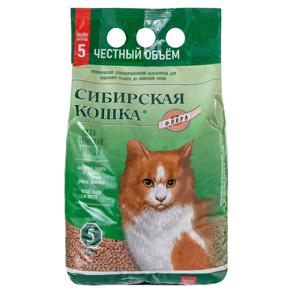 Наполнитель для кошачьего туалета, Сибирская Кошка Флора Наполнитель для кошачьего туалета, Сибирская Кошка Флора